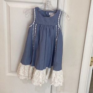 Light blue cotton dress with lace detail